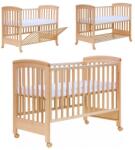 Treppy Patut co-sleeping 120x60 cu laterala culisanta total si roti Treppy Dreamy Plus, lemn masiv fag, reglabil 5 nivele, certificat TUV, EN716-1, EN716-2, natur (TRP1135N)