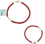  Bratara Coral Rosu Diametru 54 mm - Rotund 4x4 mm - Accesorii Gold Filled - 1 Buc