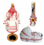  Set costum rochita traditionala si lumanare personalizata cu trusou botez decor popular Fete Denikos® C9018 NIK5456 (NIK5456)