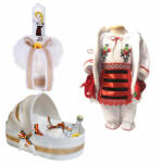  Set botez traditional fetite trusou botez landou cu lumanare si costum traditional Denikos® 977 NIK5406 (NIK5406)