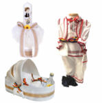  Set costum national baiat cu trusou botez landou si lumanare botez Denikos® 970 NIK5399 (NIK5399)