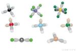 3B Molekula alakok - elektron taszító elmélet építőkészlet, 8 db (3B-1005294)