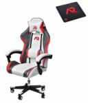 Jumi Scaun de gaming, cu perna lombara, alb, gri si rosu, 65x67x112 cm + mousepad cadou, Aragon (CM-439948) - artool