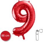 PartyDeco S. r. o 9. szám, fólia lufi, 86 cm, piros