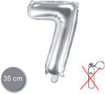 PartyDeco S. r. o 7. szám, fólia lufi, 35 cm, ezüst