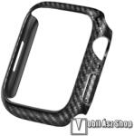  Okosóra műanyag védő tok / keret - FEKETE KARBON MINTÁS - APPLE Watch Series 7 (41mm) / Series 8 (41mm) / Series 9 (41mm)