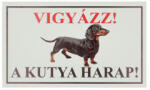  Vigyázz! A kutya harap! PVC tábla (25x15 cm), Tacskó
