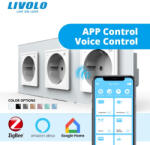 LIVOLO Priza tripla schuko zigbee cu control din aplicatia mobila Livolo (VL-3FCTC16AZ-2WP-P7E/E/E)