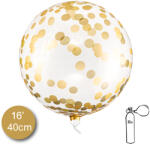 PartyDeco S. r. o Orbz lufi arany konfetti mintával, 40 cm