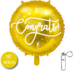 PartyDeco S. r. o Lufi, fólia, arany, congrats, 35 cm