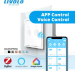 Livolo Intrerupator tactil smart dublu protocol Zigbee Livolo -noua serie (VL-FC2Z-2WP-P7E)