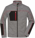 James & Nicholson Férfi fleece pulóver JN1818 - Sötétszürke melírozott / fekete / piros | 5XL (1-JN1818-1799800)