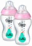 Tommee Tippee Pachet biberoane anticolici, Tommee Tippee, Include 2 biberoane si 2 tetine, PP, Fara BPA, 340 ml, 0 luni+, Albastru/Roz (TT0040)