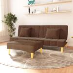 vidaXL Canapea extensibilă cu taburet, 2 locuri, maro, textil (3080538) Canapea