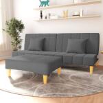 vidaXL Canapea extensibilă cu taburet, cu 2 locuri, gri închis, textil (3080535) Canapea