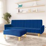 vidaXL Canapea extensibilă cu 2 locuri și taburet, albastru, textil (3080552) Canapea