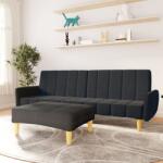 vidaXL Canapea extensibilă cu taburet, 2 locuri, gri închis, textil (3080547) Canapea