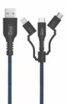 GOUI Cablu de date si Incarcare Goui G-3IN1-15M USB la Lightning MicroUSB Type-C 1.5m Bleumarin / Negru