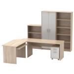 Mobikon Set mobilier birou natur stejar sonoma alb Johan 150x67.5x73.5 cm (0000278000)