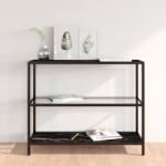 vidaXL Raft, transparent/negru marmură, 100x36x90 cm sticlă securizată (331631) Biblioteca