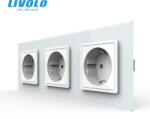 LIVOLO Priza tripla Schuko cu panou din sticla Crystal Livolo (VL-C7-3FCTC16A-6W)