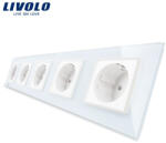 LIVOLO Priza cvintupla Schuko cu panou din sticla Livolo (VL-C7-5FCTC16A-10W)