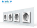 LIVOLO Priza cvadrupla Schuko cu panou din sticla Livolo (VL-C7-4FCTC16A-8W)