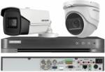 Hikvision Sistem supraveghere mixt Hikvision 2 camere, 1 dome 8MP 4 in 1, IR 30m, 1 bullet 4 in 1 8MP, 3.6mm, IR 80m, DVR 4 canale 4K 8MP (33342-) - rovision