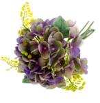4-Home Buchet flori artificiale - Hortensie cu ferigă, 30 x 25 cm
