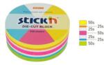STICKN Notes autoadeziv Die-Cut - cerc, 67 x 67 mm, 250 file, Stick"n - 5 culori fluorescente (HO-21830)