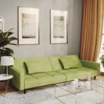 vidaXL Canapea extensibilă cu 2 locuri, 2 perne, verde deschis catifea (337454) Canapea