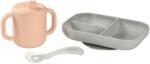 Beaba Étkezőgarnitúra bögrével és kanállal Silicone learning set Béaba csecsemőknek enni tanulok 8 hó rózsaszín (BE913527)