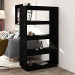 vidaXL Bibliotecă/Separator cameră, negru 80x35x135 cm, lemn masiv pin (810893) Biblioteca