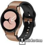  Okosóra szíj - BARNA - valódi bőr, szilikon belső - 75mm + 115mm hosszú, 20mm széles - SAMSUNG Galaxy Watch4 Classic 46mm (SM-R890) / Watch4 Classic 42mm (SM-R880) / Watch4 44mm (SM-R870) / Watch4 40m