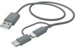 Hama Cablu de date Hama 2-in-1 00187224, USB Tip A - Micro USB + USB Tip C, 1m, Grey (00187224)