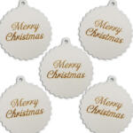  Fodros gömb Merry Christmas fehér 5db/cs