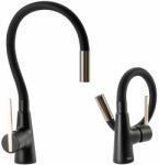 Rea Baterie bucatarie cu pipa flexibila Rea Icon negru - auriu (5902557357512)