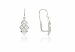 Ezüst fülbevaló előlkapcsos modern szögletes apró fehér cirkóniával