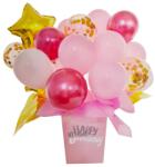  23 darabos asztali lufi dekoráció szett - Happy Birthday - Rózsaszín