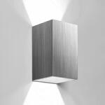  Kültéri fali LED lámpa 12W szálcsiszolt szürke színű IP65 vízálló 6000K hideg fényű (1003-6-BRUSHED-SILVER-6000K)