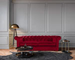 Bedora Canapea Extensibila Oxford Chesterfield, 3 locuri, textil, rosu Canapea