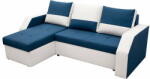 Bedora Coltar Extensibil Bedora Madrid 226x145x79 cm, lada de depozitare, reversibil, textil, piele ecologica, alb, albastru