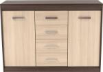 Mobikon Comoda 2 usi 4 sertare mdf stejar inchis stejar deschis Korina 140x48x100 cm (0000185670) Comoda