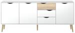 Mobikon Comoda, 3 usi, 3 sertare, din mdf stejar sonoma alb, Oslo, 196x39x82 cm (0000262897) Comoda