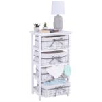 Mobikon Comoda din lemn alb antichizat 4 cosuri rachita Ruby 40x29x73 cm (0000105543) Comoda