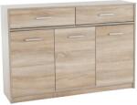 Mobikon Comoda 3 usi 2 sertare din pal natur stejar sonoma Teyo 123x34x85 cm (0000185711) Comoda