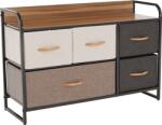 Mobikon Comoda din mdf cu 5 sertare din textil bej maro deschis maro Hazel 88x29x58 cm (0000278284) Comoda