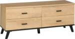 Mobikon Comoda TV mdf stejar lefkas negru Siran II 121x40x50 cm (0000263077) Comoda