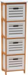 Mobikon Comoda 4 sertare din lemn natur si mdf alb Talas 32x30x109 cm (0000256790) Comoda