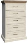 Mobikon Comoda 5 sertare din pal alb pin nordic maro stejar salbatic Royal 57x46x98 cm (0000086113) Comoda